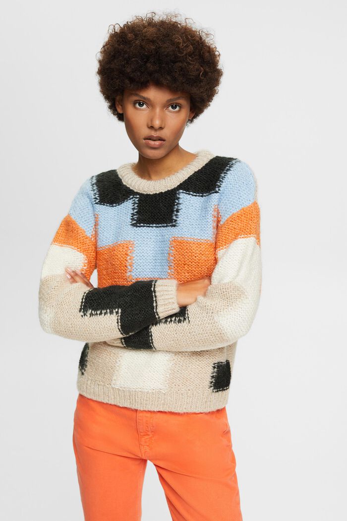 Grobstrickpullover mit Intarsia