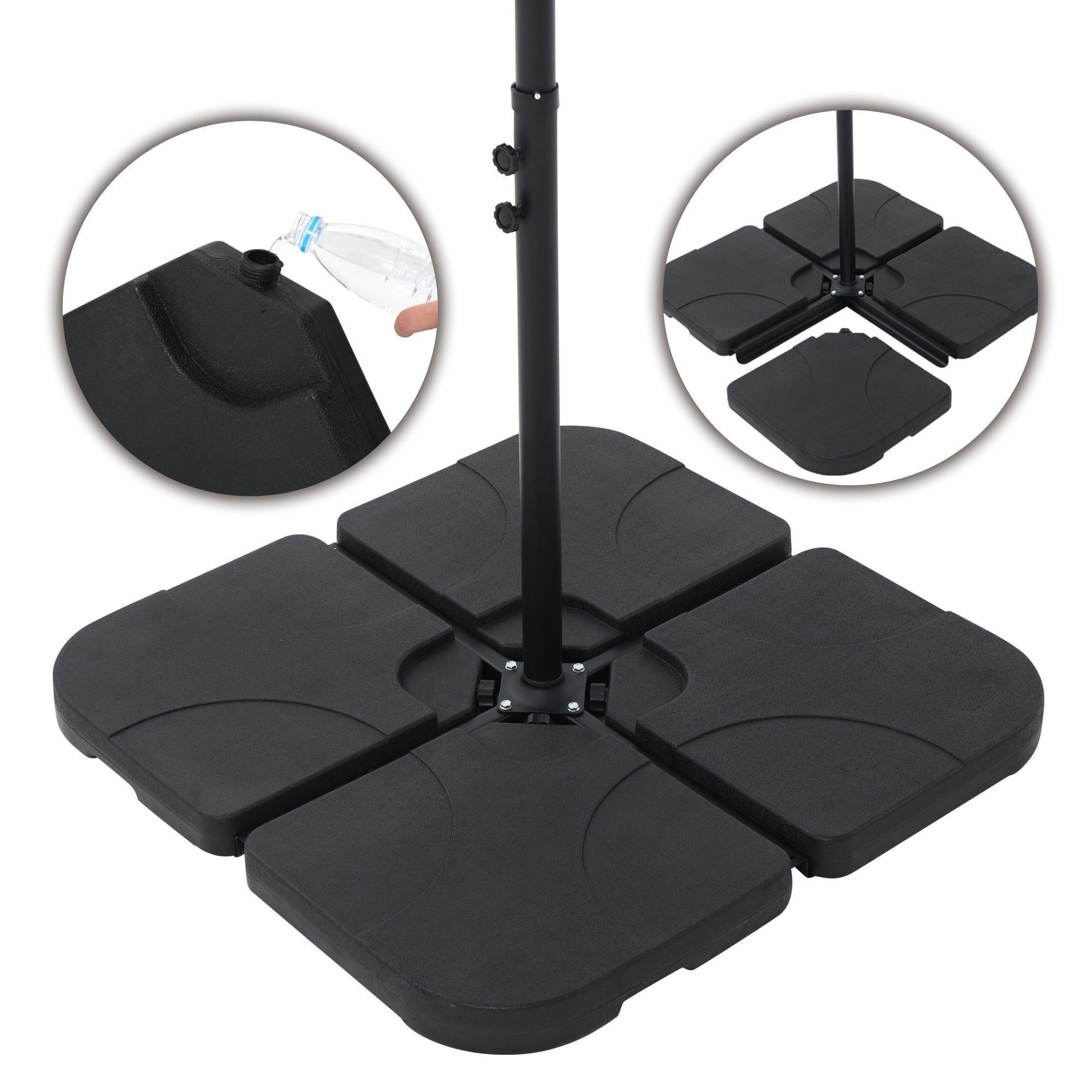 Melko Kunststoffschirmständer Sonnenschirmständer Schirmhalter Schirmständer 60 L / 80 kg 4er Set Ampelschirmständer Outdoor Schirmgewicht Bodenkreuz Schirmfuß Wasser Sand Gefüllt Garten, Stück, 4 tlg.