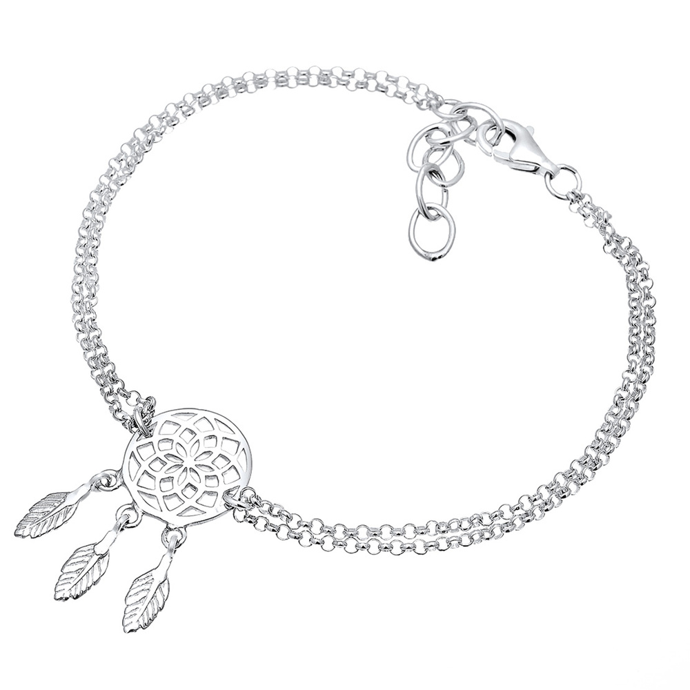 Elli Elli Bracelet Femmes boho attrape-rêves plume en argent sterling 925 Bracelet
