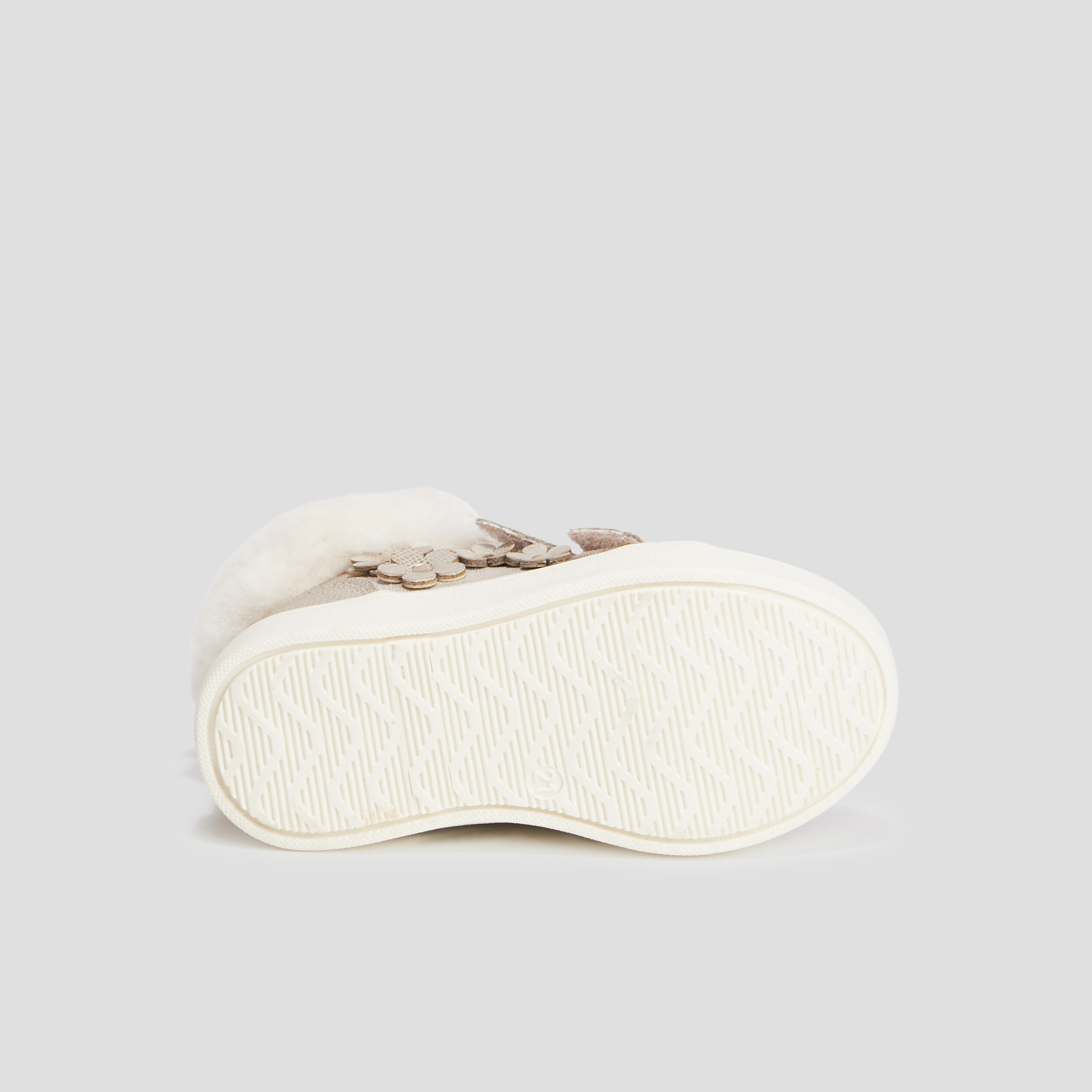 Baskets montantes à scratchs jaune or bébé fille | La Halle