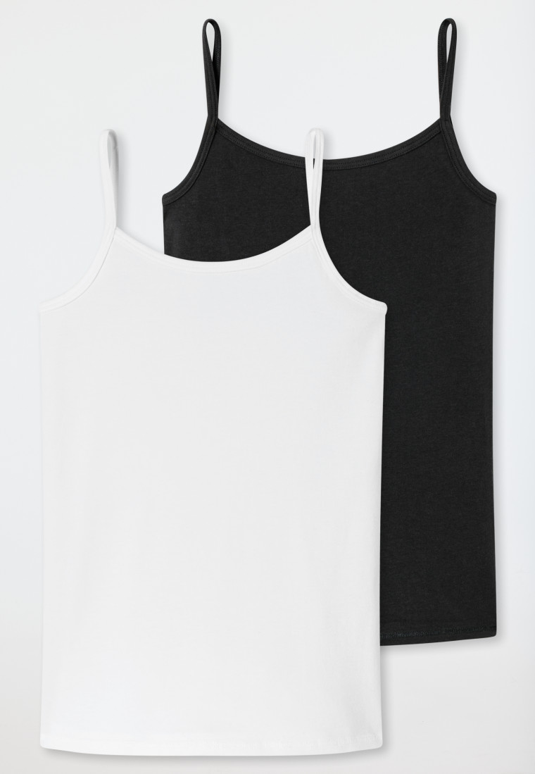 Spaghetti-Tops 2er-Pack Organic Cotton weiß/ schwarz - 95/5