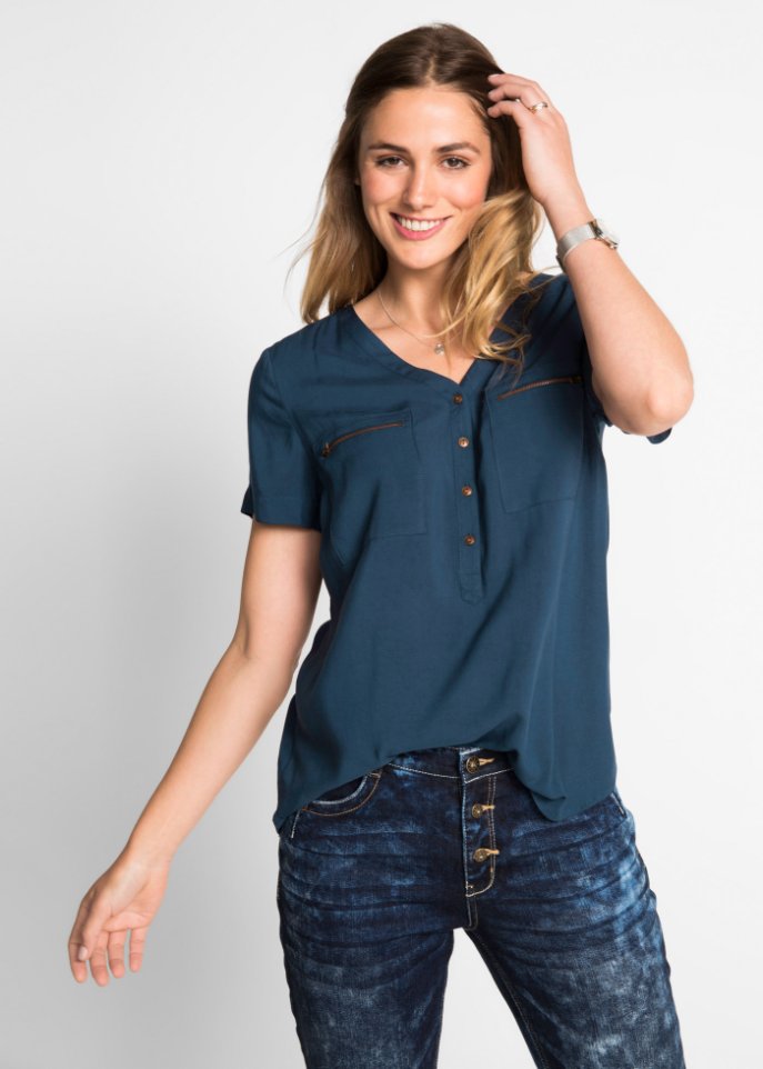 Viskose Bluse, Kurzarm
