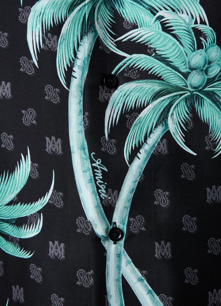 Camicia in seta Amir dalla vestibilità classica con stampa tropicale.
