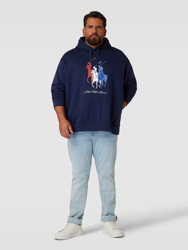 PLUS SIZE Hoodie mit Label-Print in marineblau