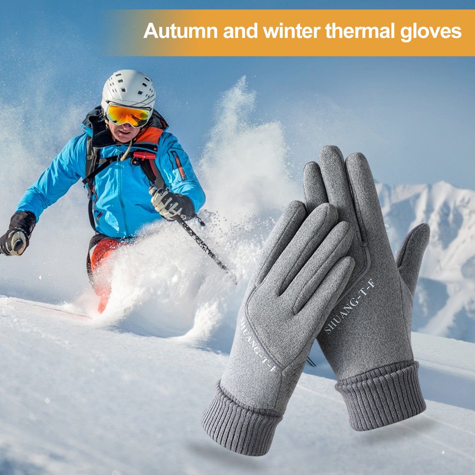 farfi Skihandschuhe 1 Paar Touchscreen Winter warme Handschuhe Anti-Rutsch-Vollfinger (1 Paar Winterhandschuhe)