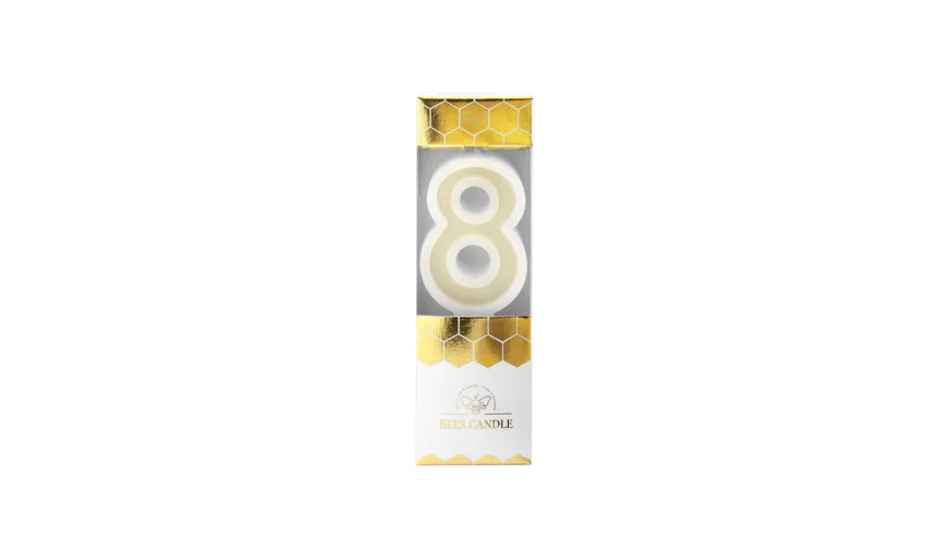 Wondercandle® Bienenwachskerze Nummer 8 weiß