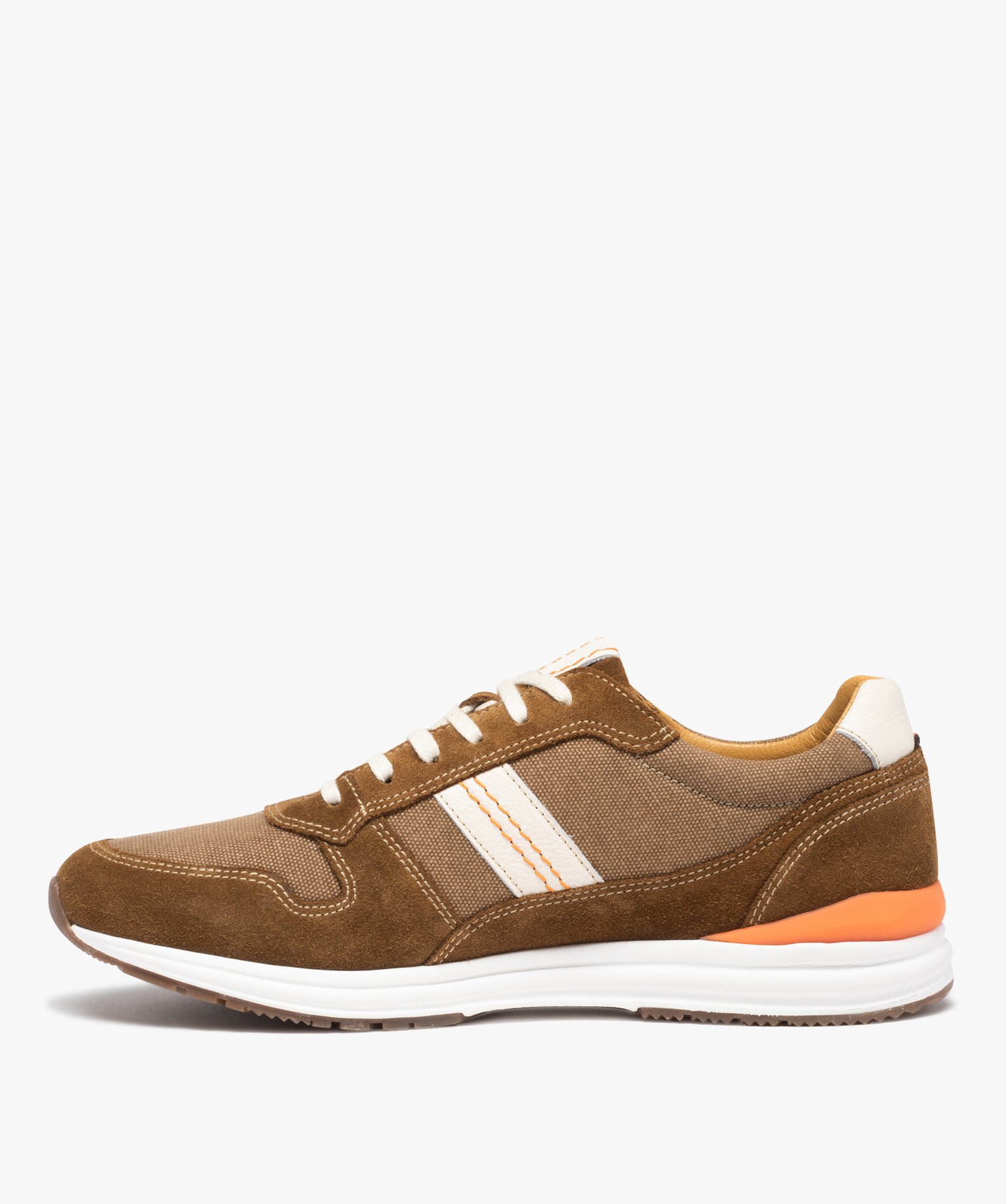 Baskets homme dessus toile et cuir - Tanéo camel | GEMO