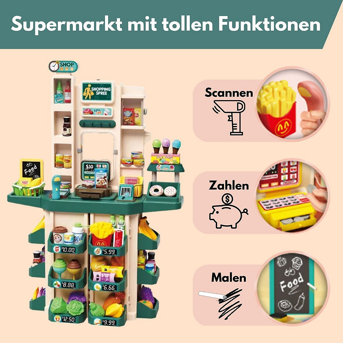 Supermarkt Florian Kaufladen mit viel Zubehör - ab 3 Jahren