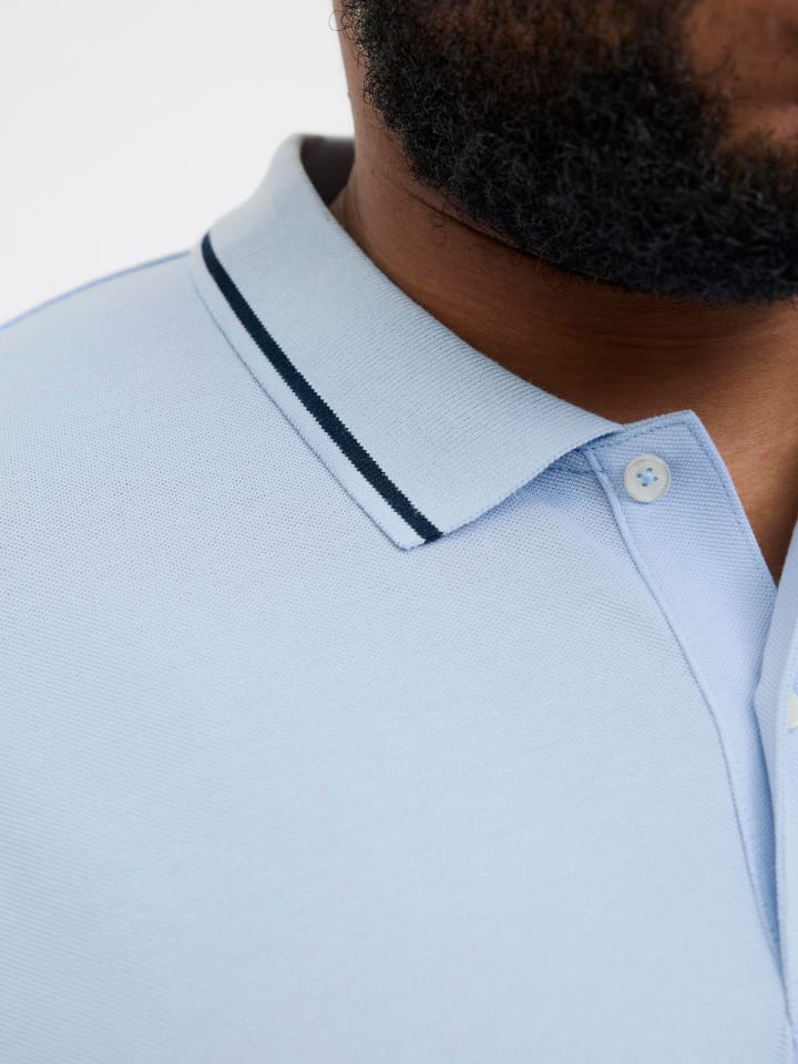 JACK & JONES PLUS Poloshirt in Chambray Blue günstig kaufen