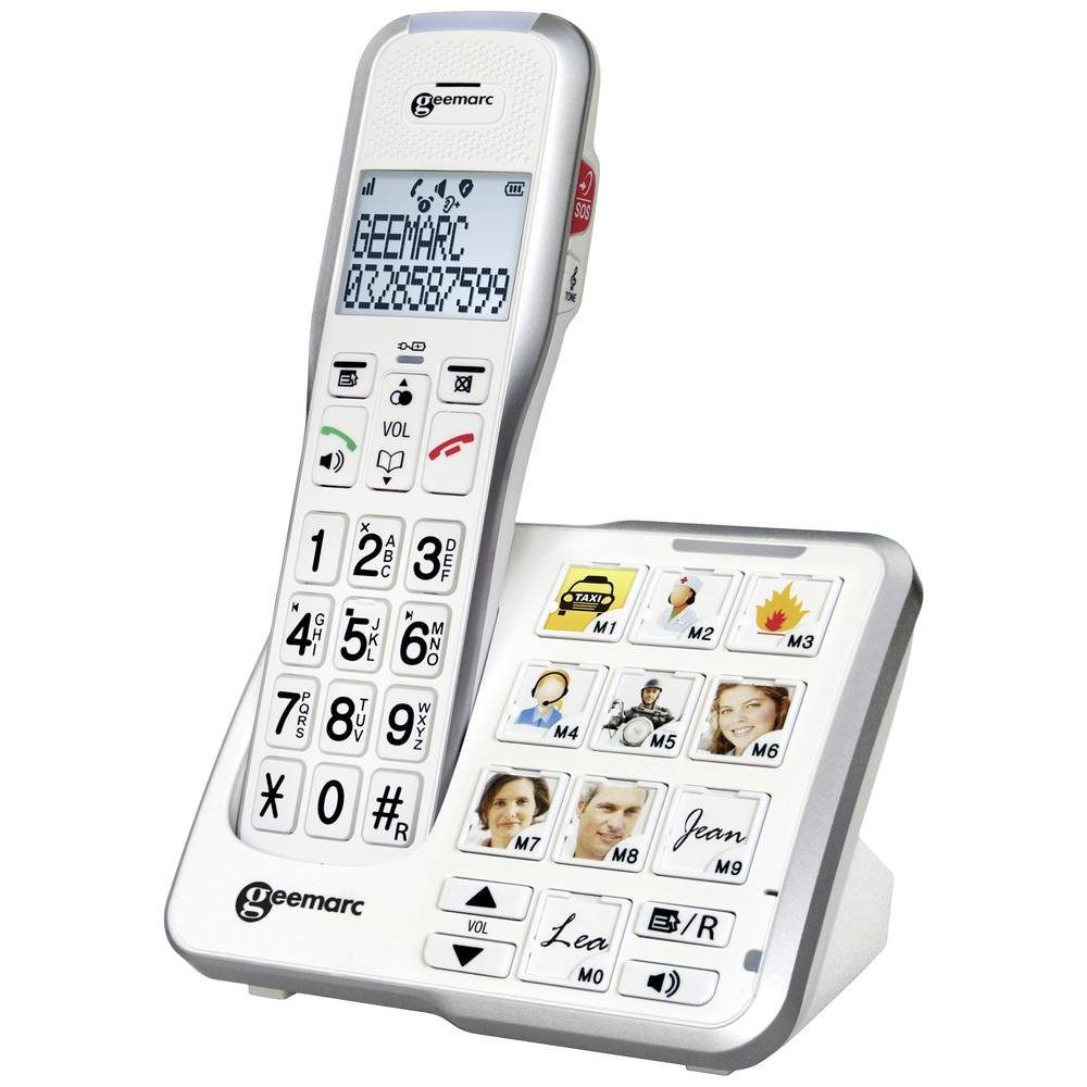 Geemarc schnurloses Seniorentelefon Seniorentelefon (Anrufbeantworter, Foto-Tasten)
