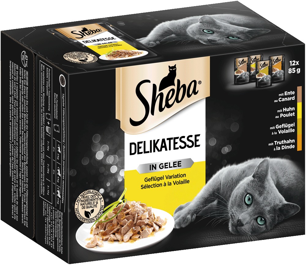 Sheba Portionsbeutel Mutlipack Delikatesse in Gelee Geflügel Variation 12 x 85g