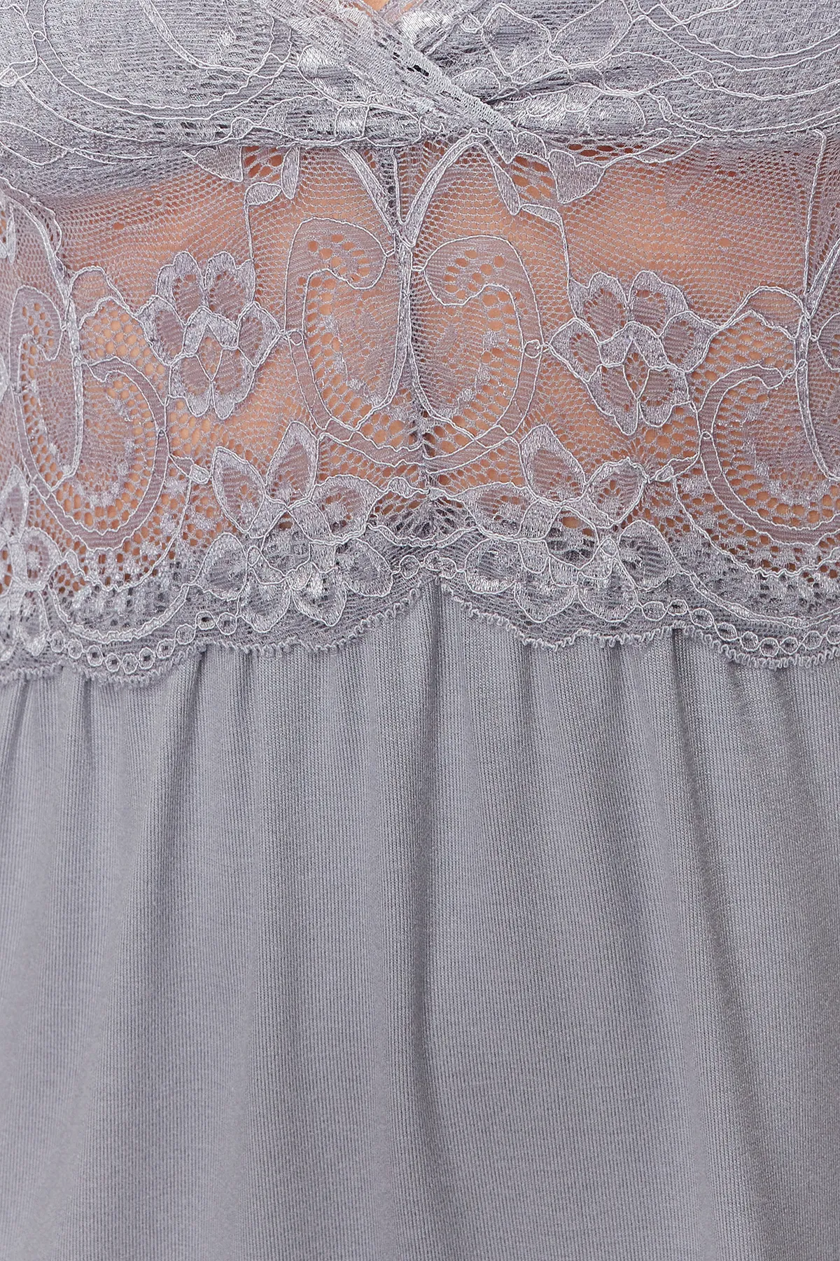 Trendyol Collection  Graues Stricknachthemd mit Spitze und Schlitz am Rücken THMAW22GC0086