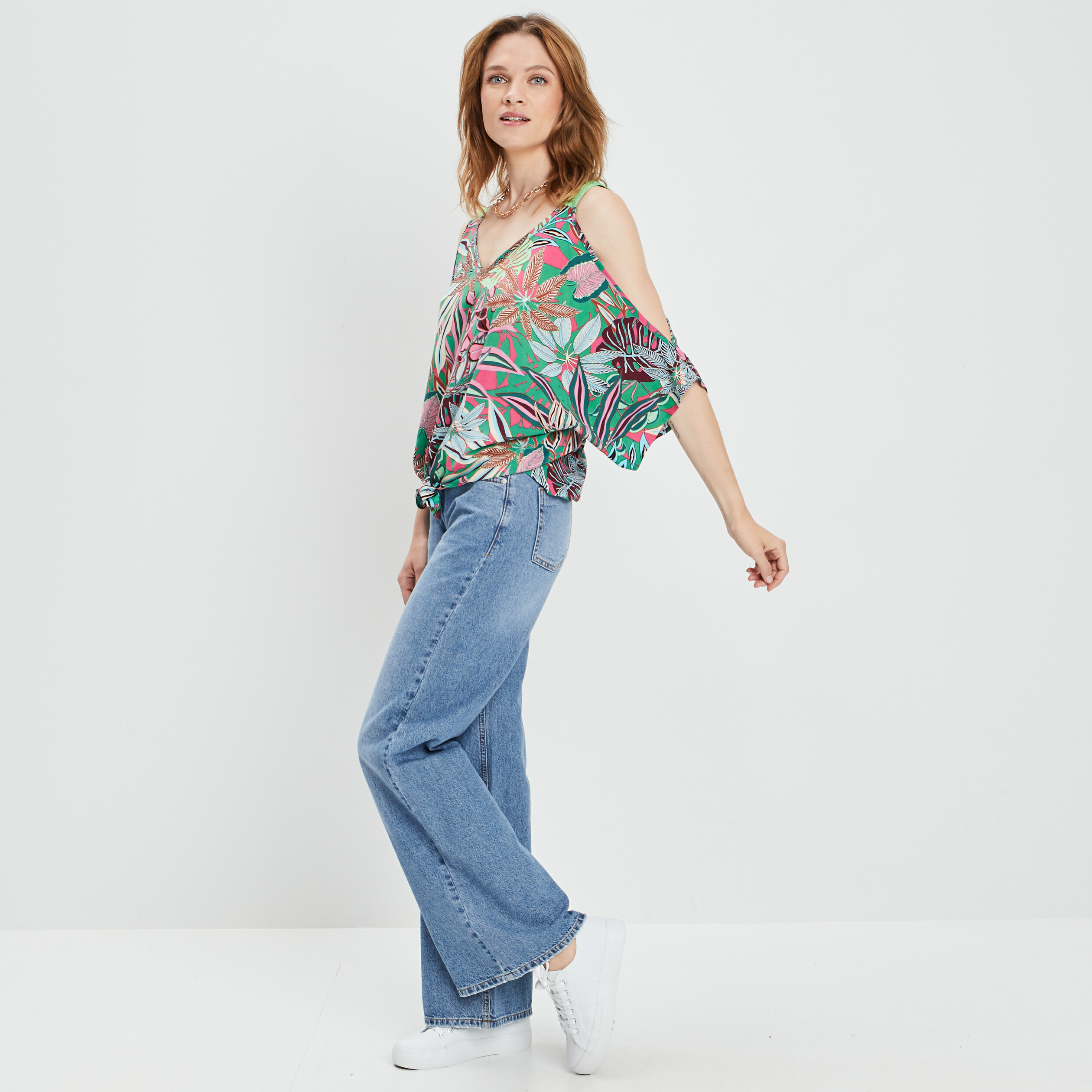 Blouse manches chauve-souris vert femme | La Halle