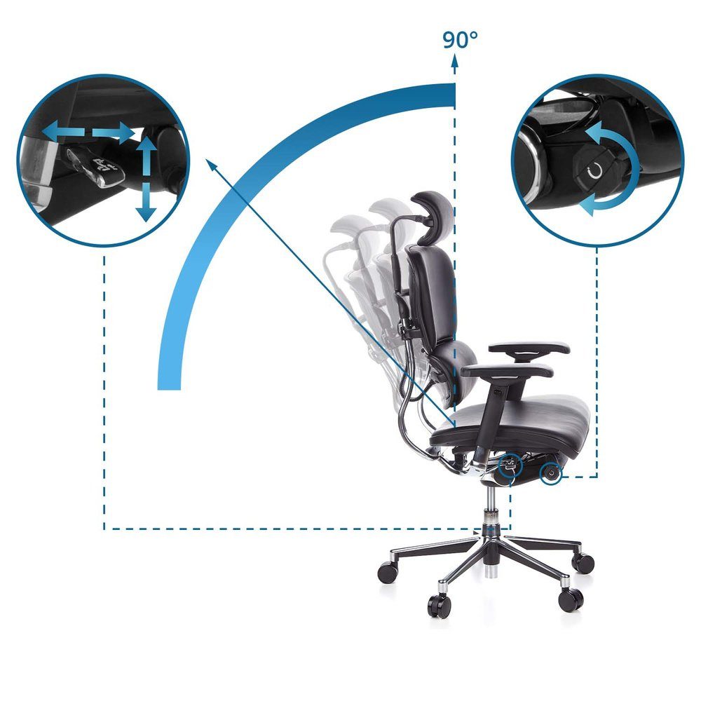 hjh OFFICE Drehstuhl Luxus Chefsessel ERGOHUMAN Leder (1 St), Bürostuhl ergonomisch