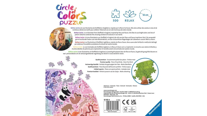 Ravensburger Puzzle - Circle of Colors -Animals 500 Teile