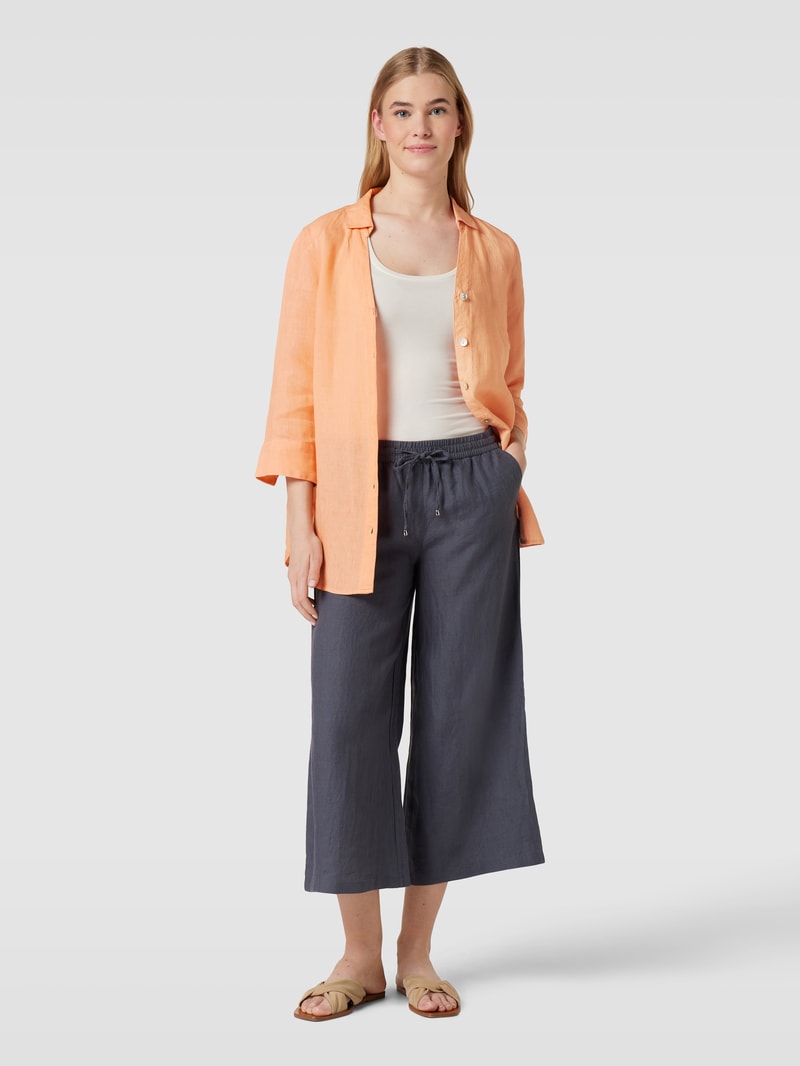 Leinenbluse mit Knopfleiste in apricot