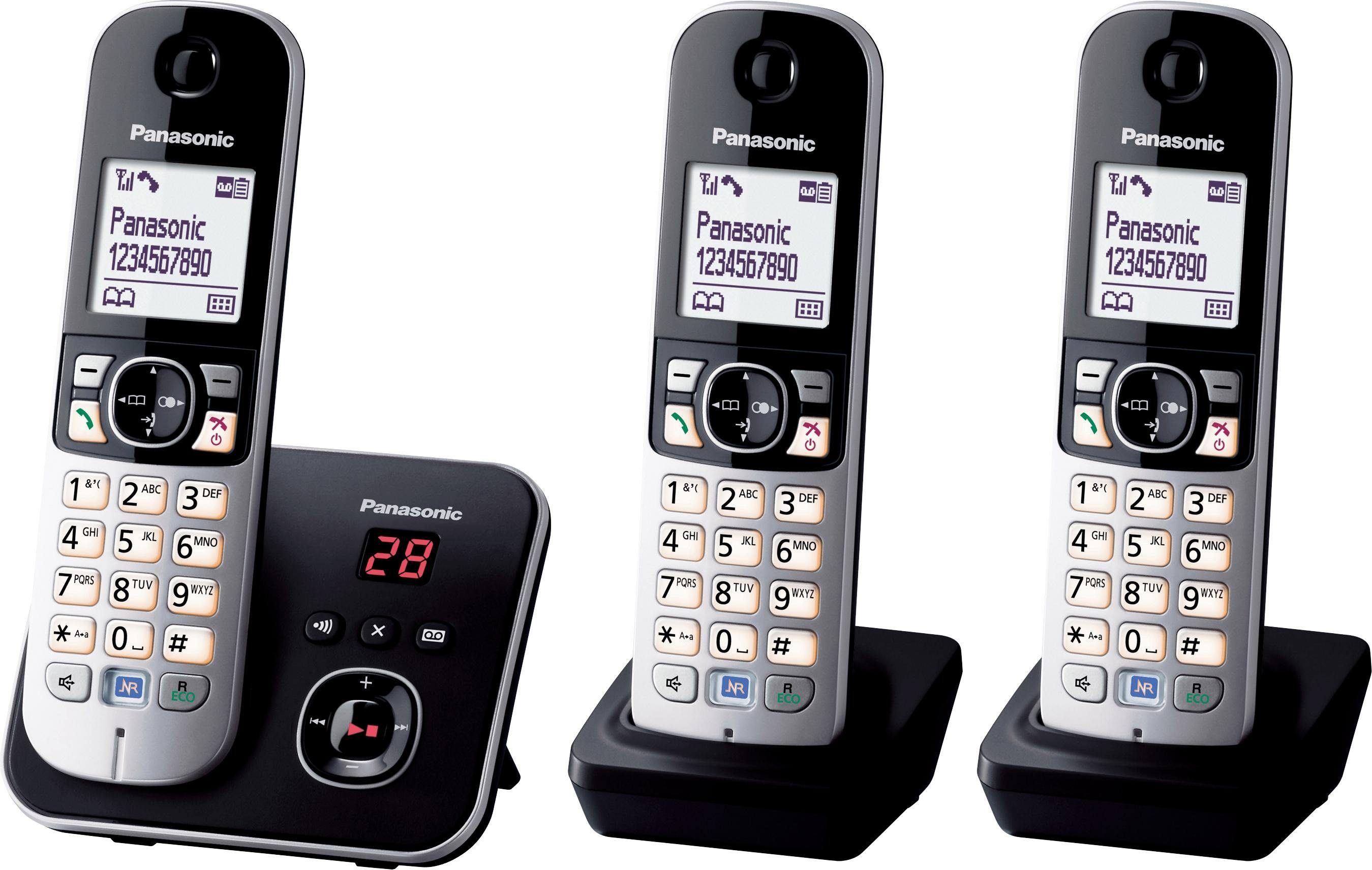 Panasonic TG6823G Trio Schnurloses DECT-Telefon (Mobilteile: 3, mit Anrufbeantworter, Nachtmodis, Freisprechen)
