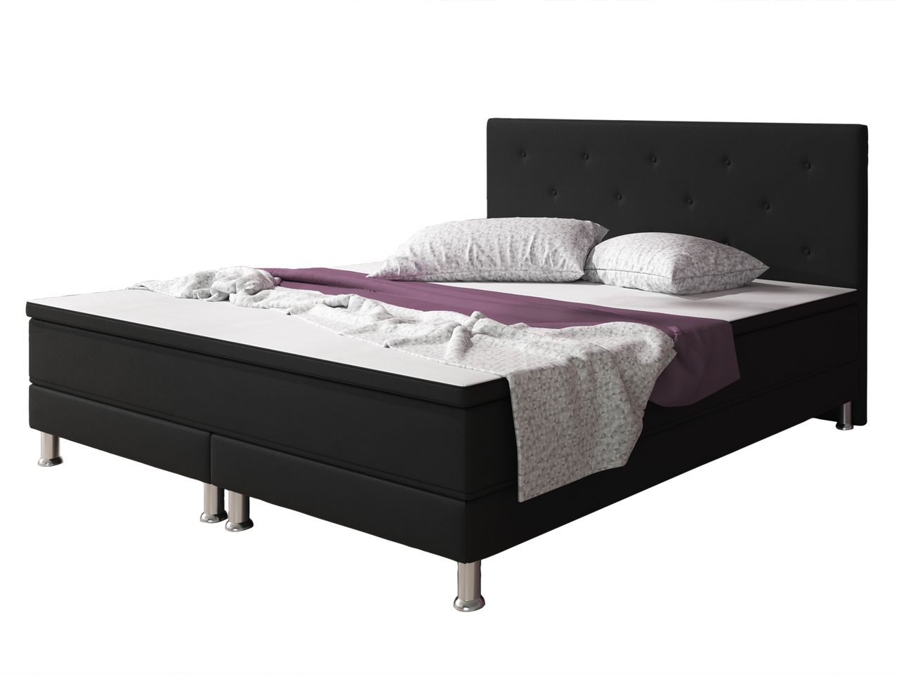 IHG Boxspringbett Esra 140x200 Webstoff Schwarz