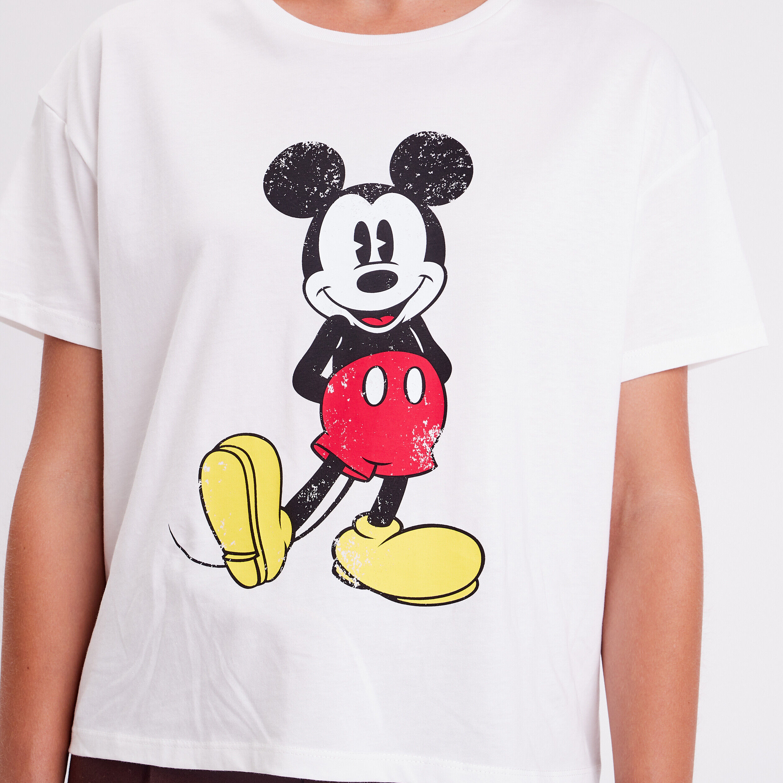 T-shirt manches courtes Mickey ecru femme | Cache Cache