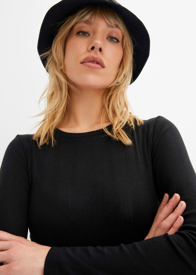 Langarmshirt in Strickoptik