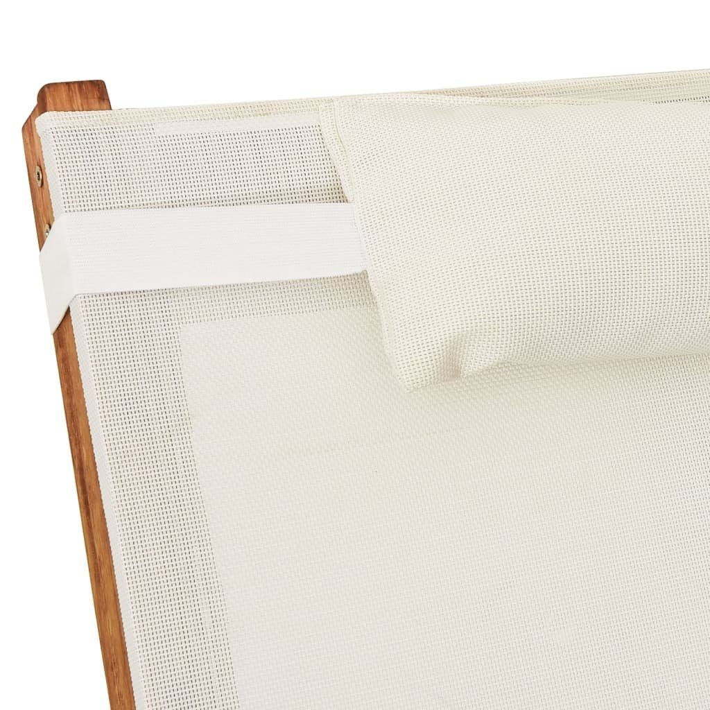 vidaXL Gartenliege Sonnenliege mit Kissen Weiß Textilene und Massivholz Pappel, 1 St.
