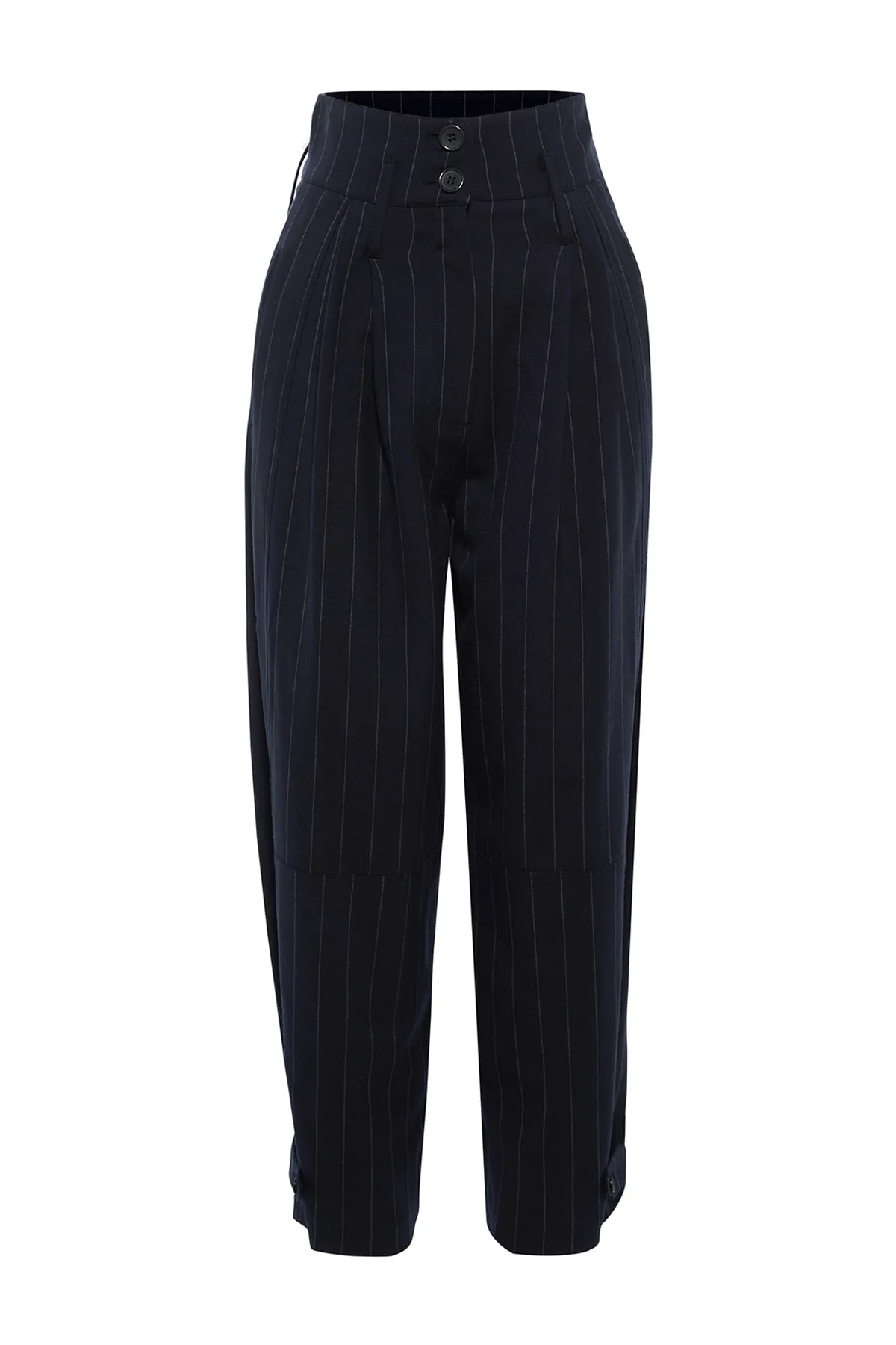 Trendyol Collection  X Sagaza Studio Marineblau gestreifte detaillierte Hose TPRAW23PL00039