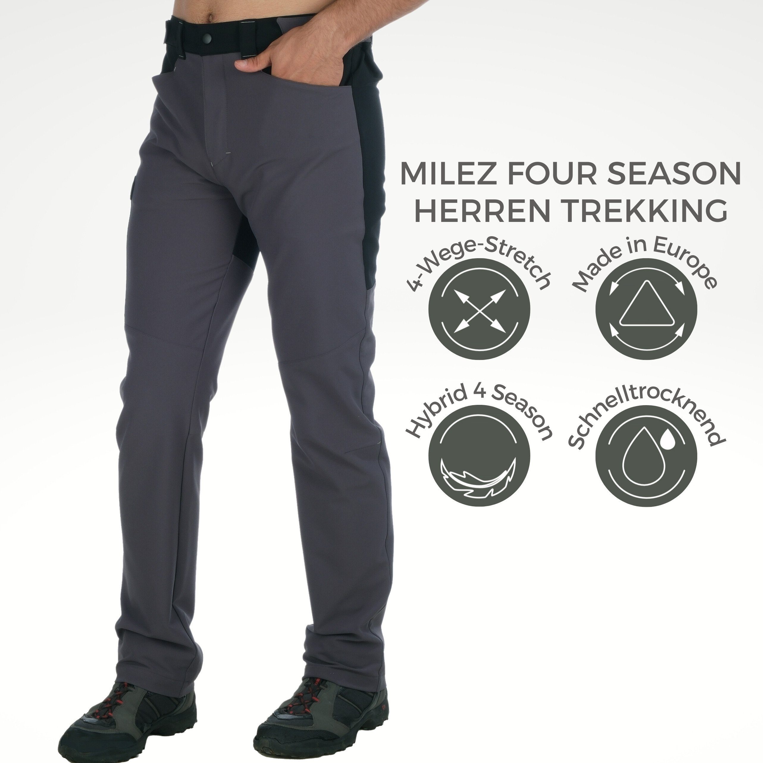 Kaymountain Trekkinghose Herren Wander Outdoor Winter Hose Milez Hybrid four Season Graphite 58