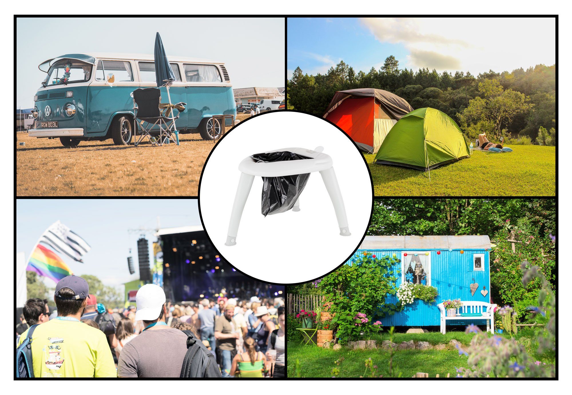 Stagecaptain Campingtoilette Camping Toilette - Outdoor- und Reise-WC - Für Kinder und Erwachsene, (Quixie-2842), Mit Handwaschsprayer - Inkl. 10 Auffangbeutel