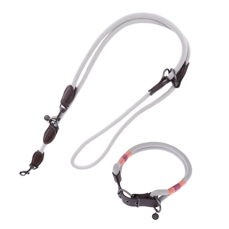 Sparset Nomad Tales Spirit Hundeleine + Halsband, stone | bitiba