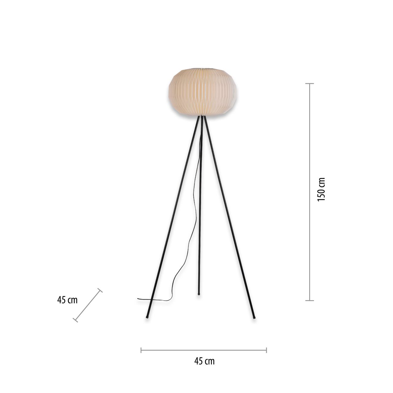 JUST LIGHT LeuchtenDirekt, Stehleuchte 1-flammig, E27, Dreibein-Stativ, Lamellenschirm, Ø45cm, weiß PAPEL