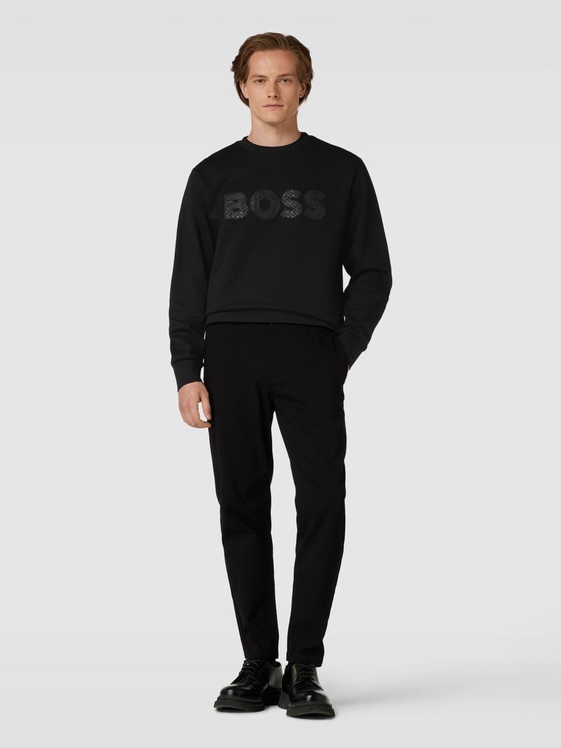 Sweatshirt mit Label-Stitching Modell 'Soleri' in schwarz