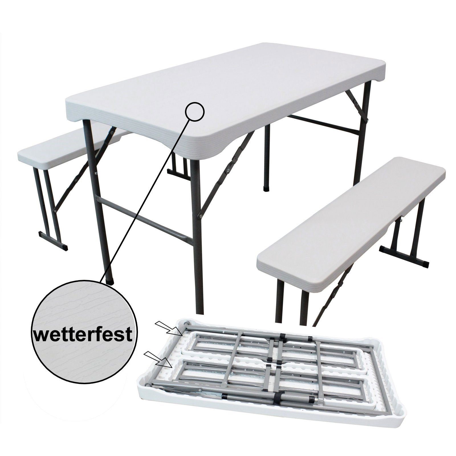 TRUTZHOLM Bierzeltgarnitur Bierzeltgarnitur Festzeltgarnitur Kurz Gartenmöbel Set 3 tlg.107cm, (1x Produkt / 2x Produkt, 3-tlg)