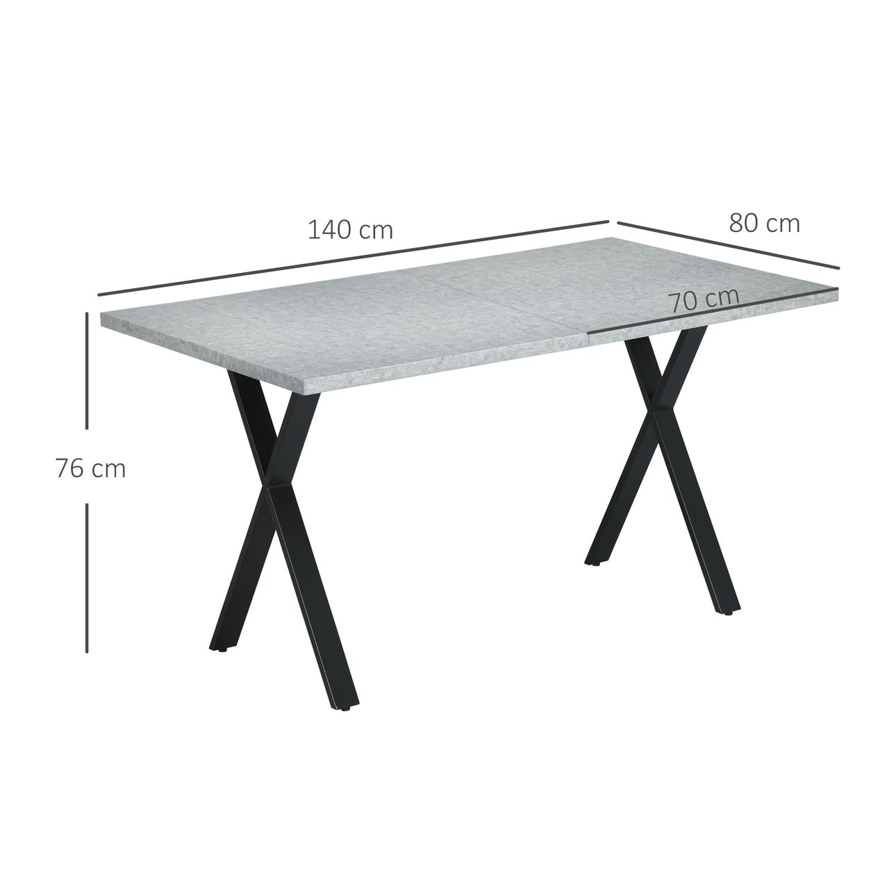 HOMCOM Esstisch Esszimmertisch Küchentisch, Speisetisch mit Steinoptik, Grau