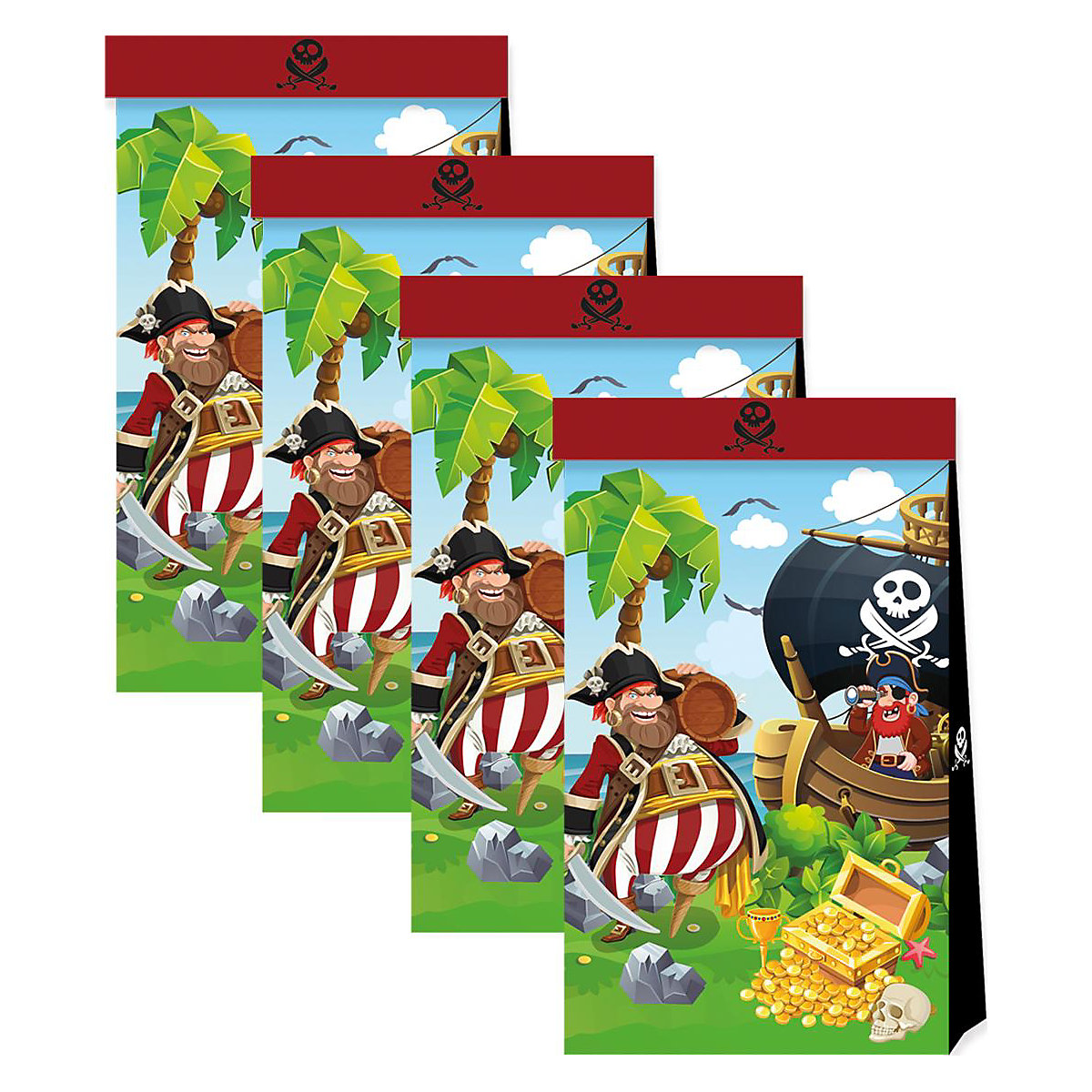 Partytüten Piraten, 4 Stück