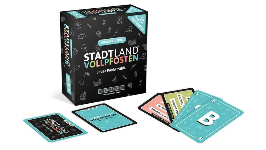 Denkriesen - STADT LAND VOLLPFOSTEN – Das Kartenspiel – Junior Edition