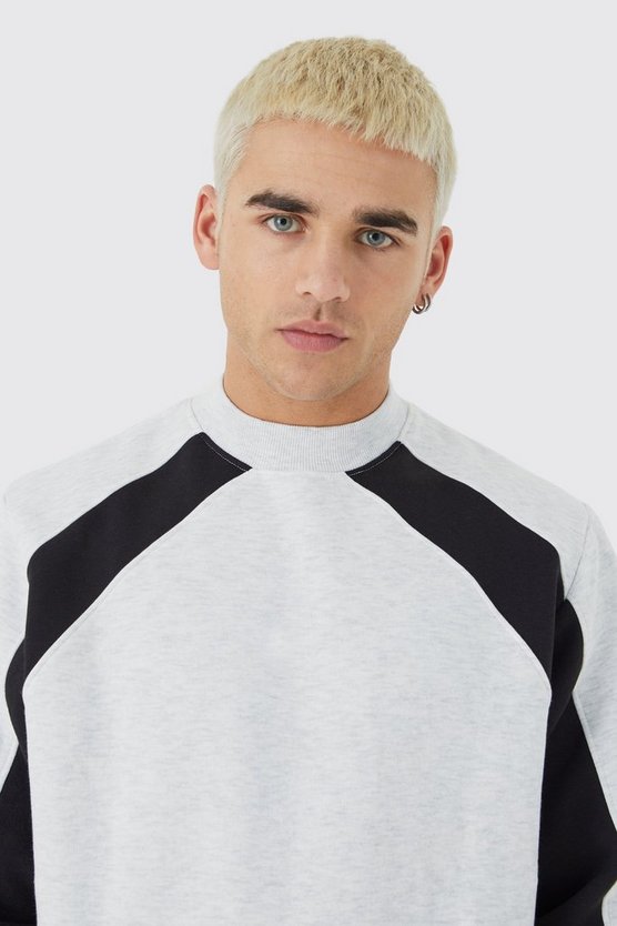 Colorblock Sweatshirt mit Reißverschluss-Detail