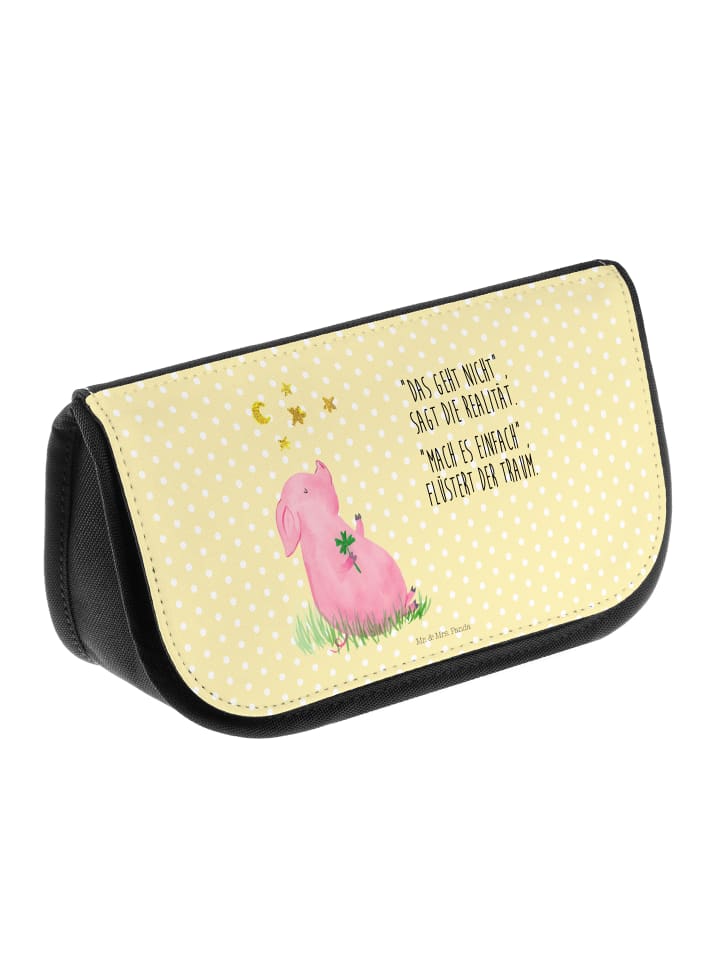 Mr. & Mrs. Panda Kosmetiktasche Schwein Glück mit Spruch in Gelb Pastell günstig kaufen onesize