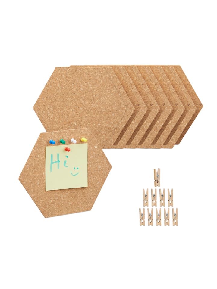 relaxdays 14 x Korkpinnwand in Natur - (B)20 x (H)17,5 x (T)0,5 cm günstig kaufen onesize