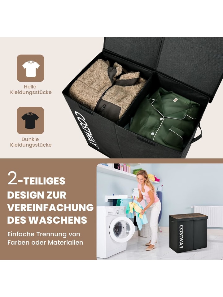 COSTWAY 105L Wäschekorb in Schwarz günstig kaufen onesize
