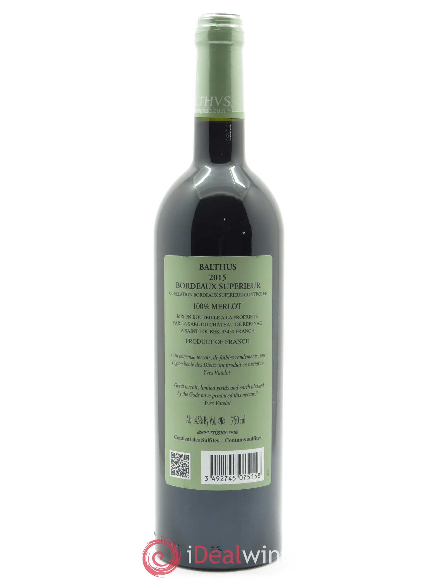 Reignac Cuvée Balthus  2015 - Lot de 1 Bouteille