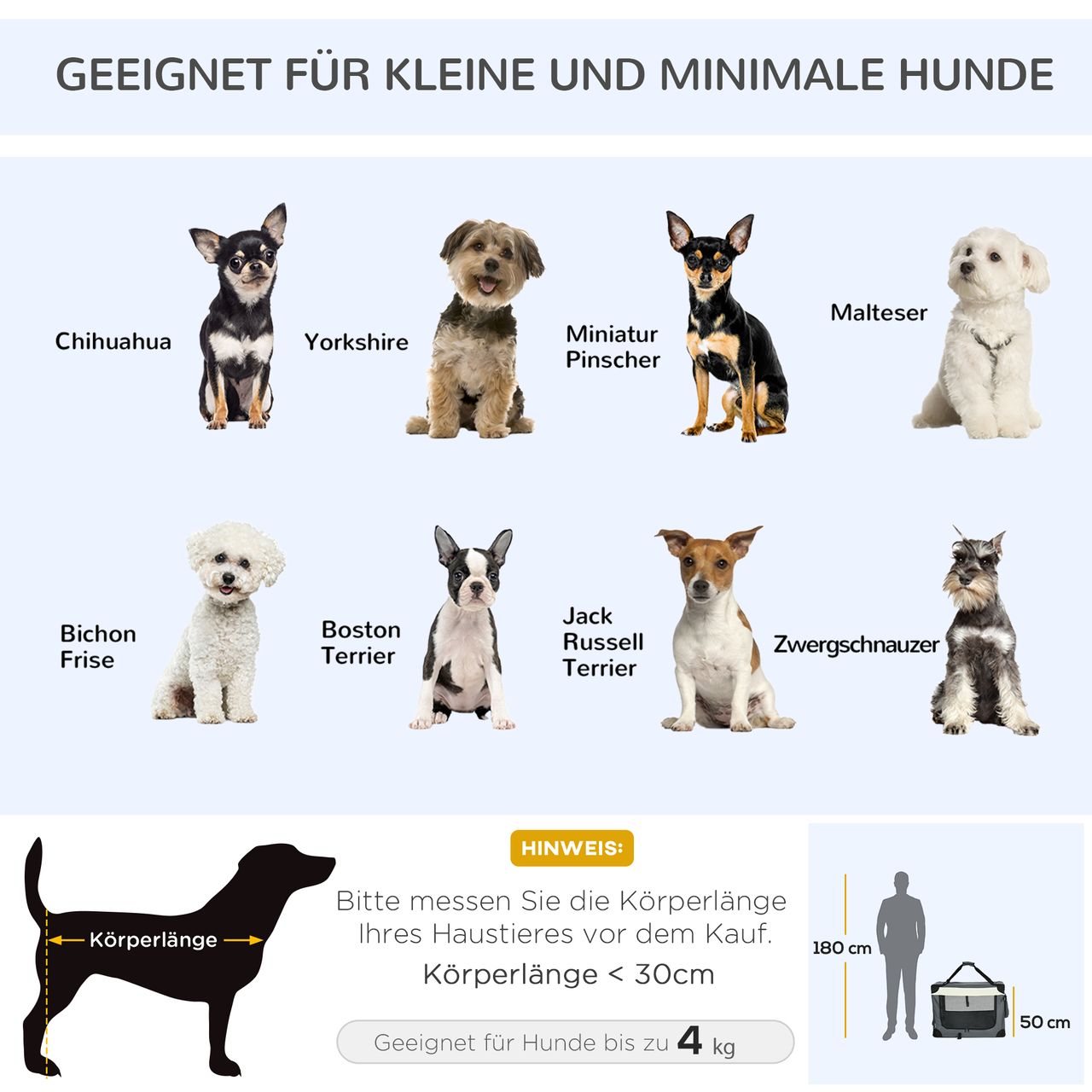 PawHut Hundebox faltbar Hundetransportbox Hundetasche 70 x 51 x 50 cm