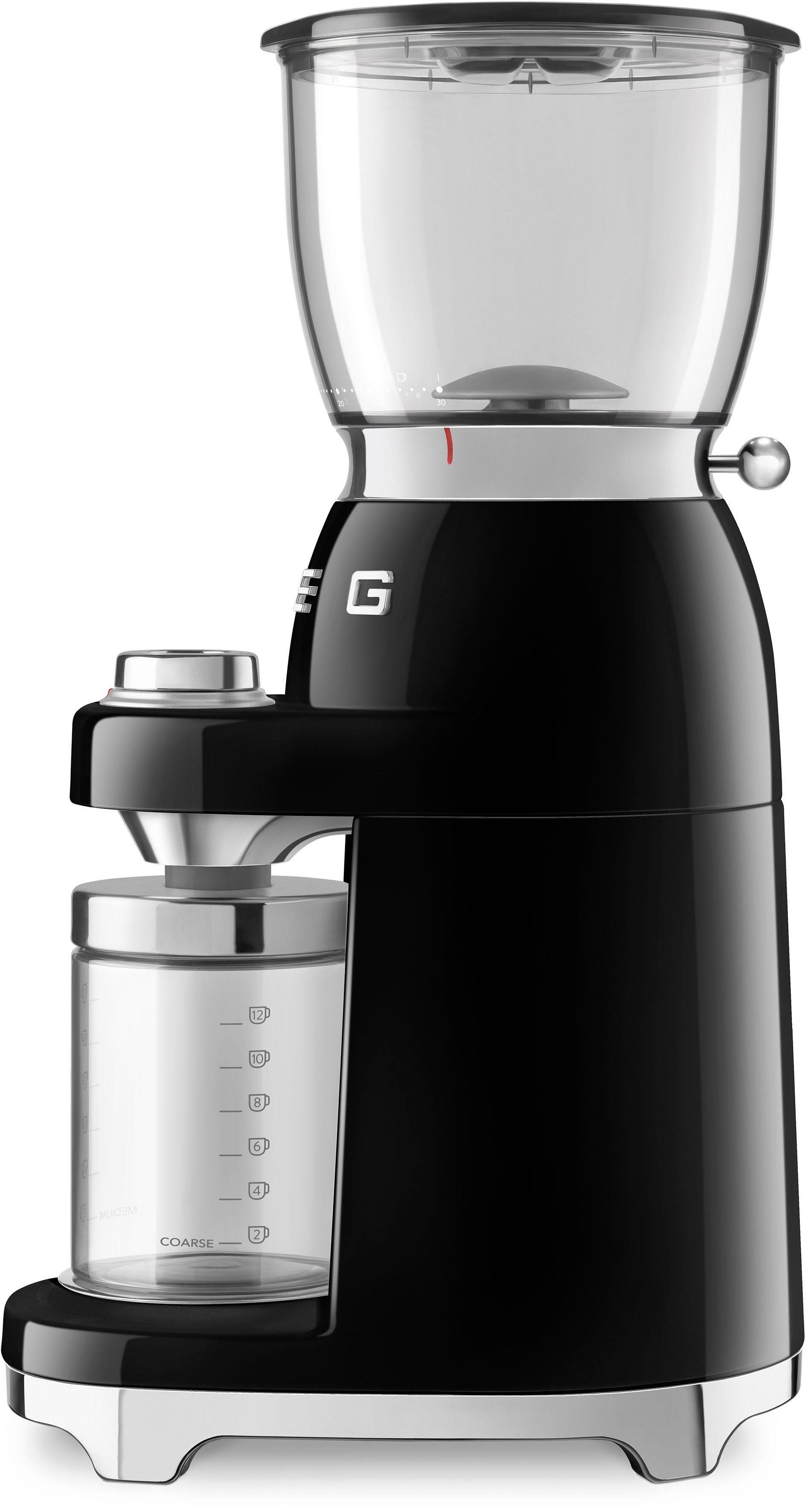 Smeg Kaffeemühle CGF01BLEU Schwarz, 150 W, Kegelmahlwerk, 350 g Bohnenbehälter