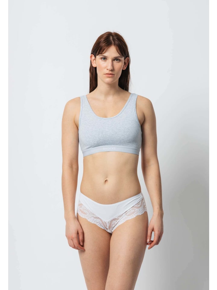 SNOCKS Hipster mit Spitze aus Bio-Baumwolle 3 Stück in Mix (Weiß/Hellgrau/Schwarz) günstig kaufen