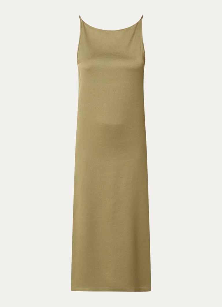 Rochie maxi din satin Aleika cu crăpătură DRYKORN