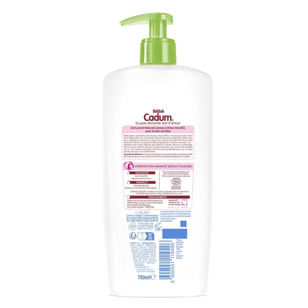 cadum Cadum Gel lavant corps & cheveux bio