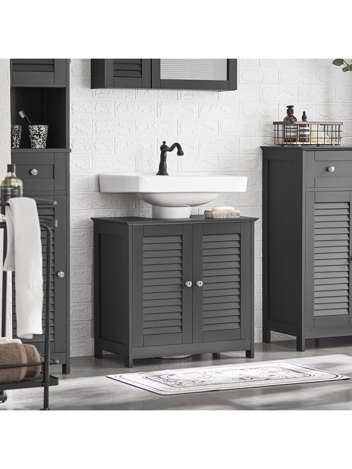 SoBuy Waschbeckenunterschrank in Dunkelgrau - (B)60 x (H)58 x (T)35cm günstig kaufen onesize