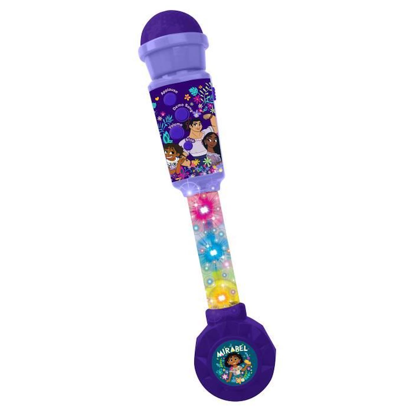 Microphone Encanto avec tube lumineux, enceinte, mélodies et effets sonores violet