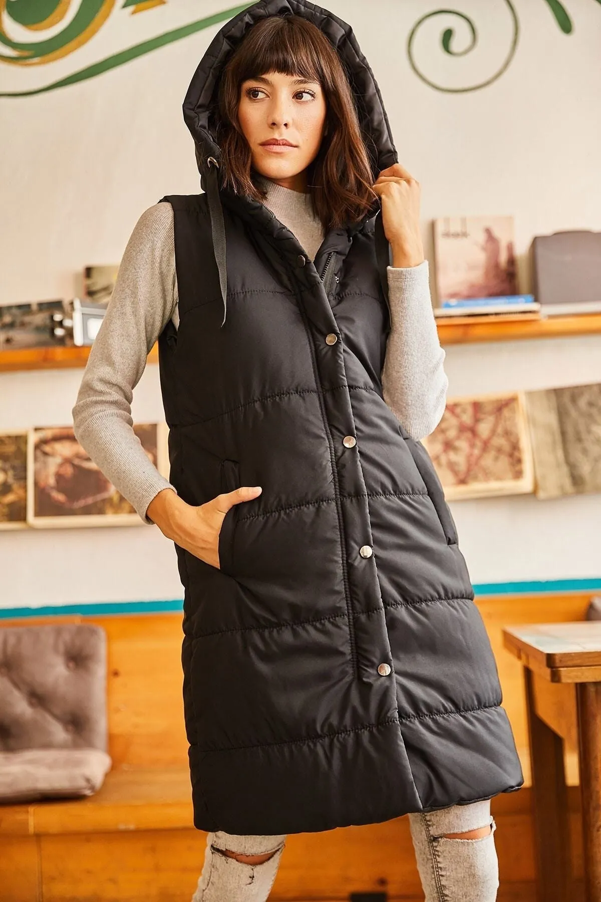 Olalook  Weste - Schwarz - Puffer