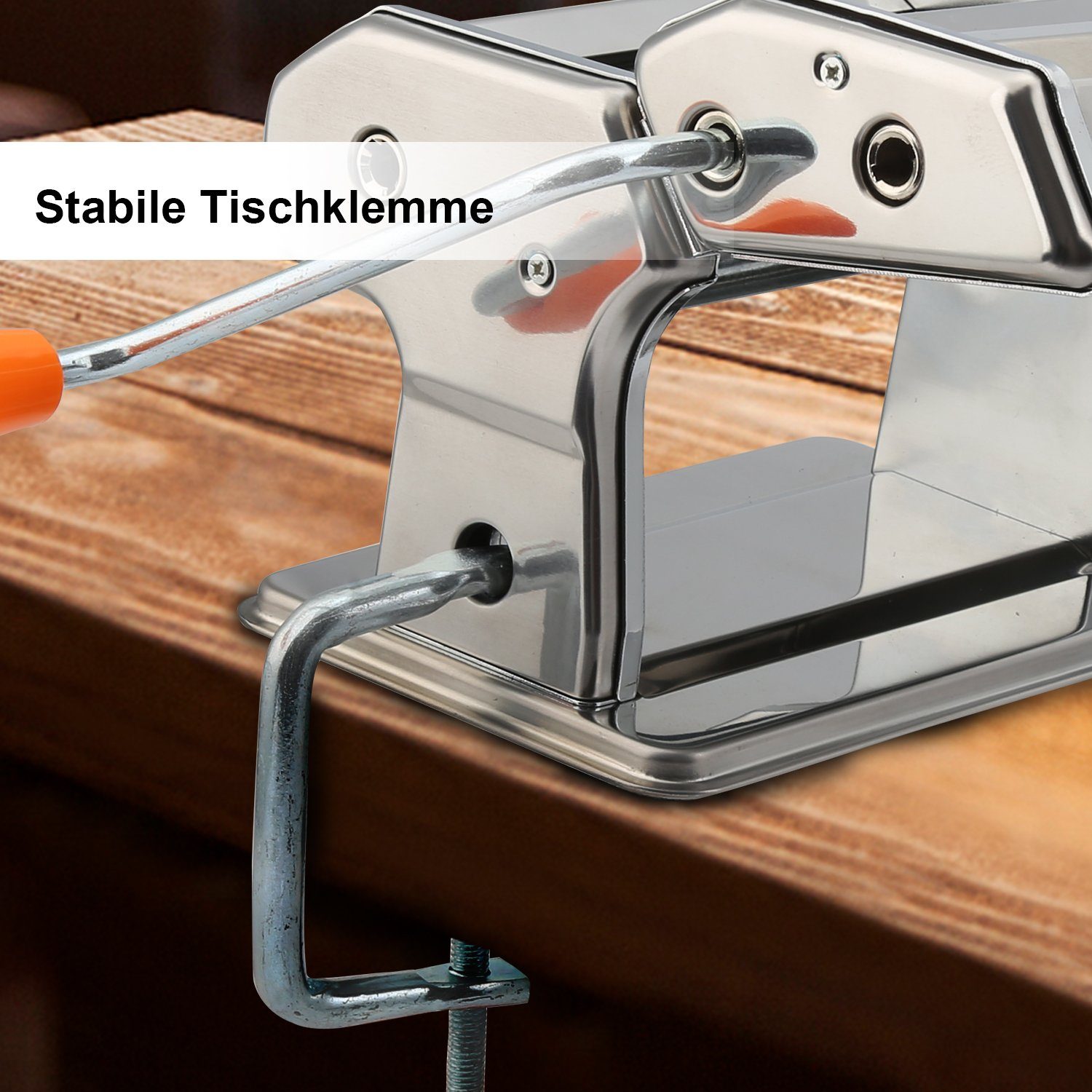 TolleTour Nudelmaschine Edelstahl Pasta Maker, 7 Einstellbare Dicke, Pastamaschine, mit 2 Schneiden, für Spaghetti Lasagne Nudeln