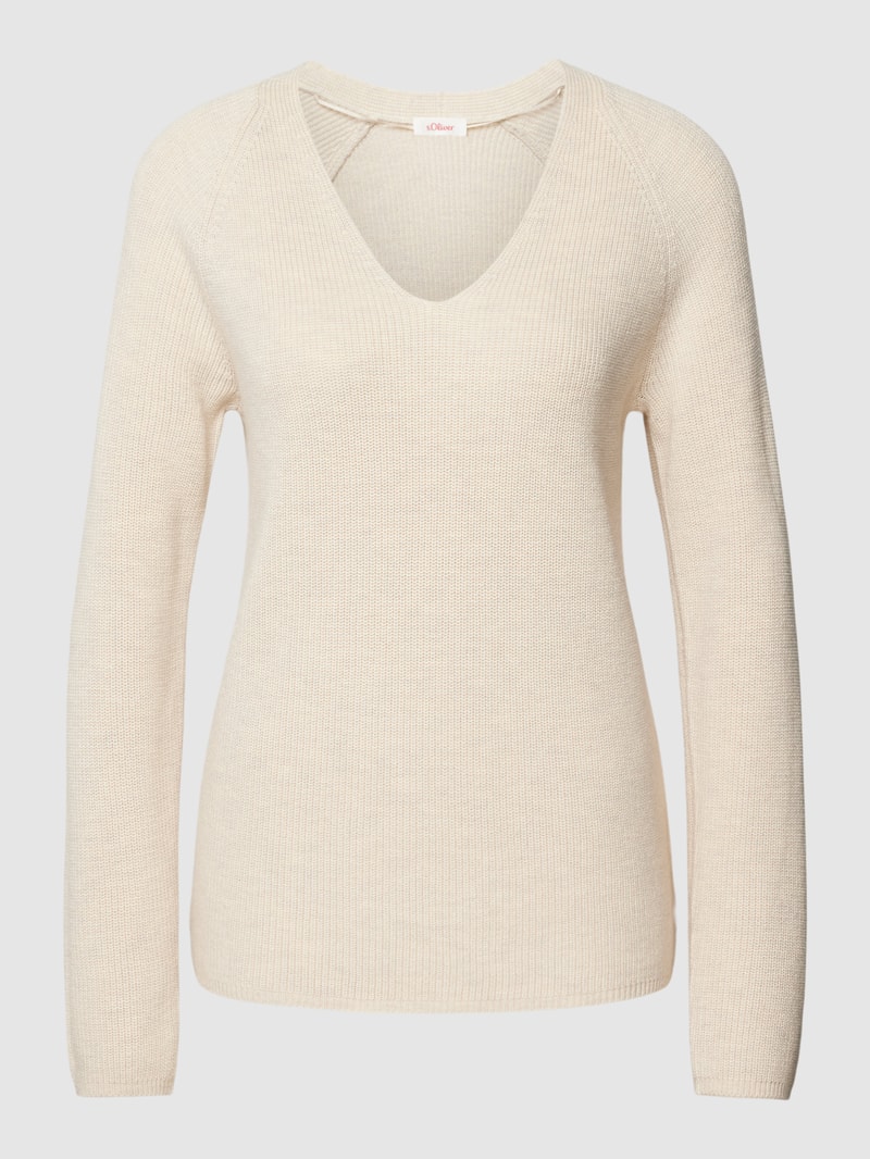 Strickpullover mit V-Ausschnitt in camel